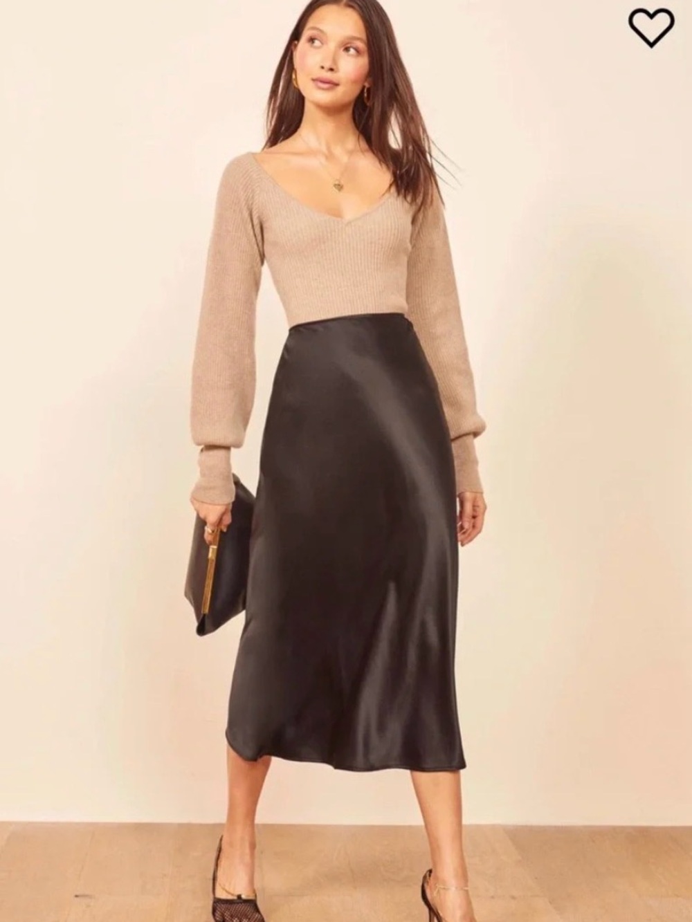 NWOT - Reformation Ella Satin Midi Skirt